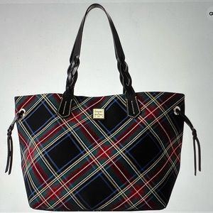 Dooney & Bourke Tartan Shopper Black Plaid NEW